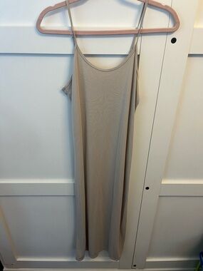 a new day Beige Midi Slip Dress with Spaghetti Straps